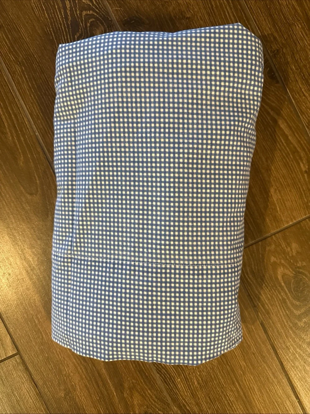 Ralph Lauren Queen Sheet Flat Blue Gingham Check  Blue And White